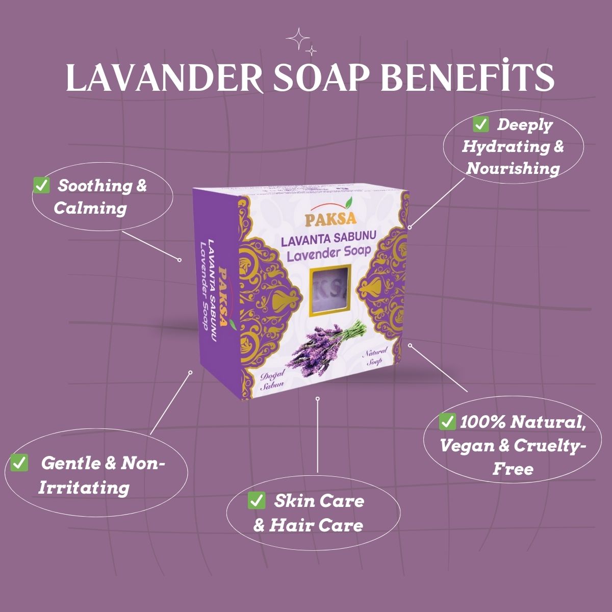Natural Lavender Soap - Soothing, Calming Skin Care 125 g Cleopatraskincare