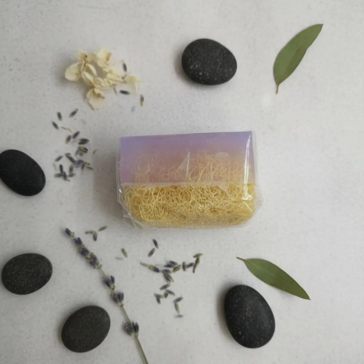 Loofah pumpkin fiber lavender soap 150 g handmade in Turkey