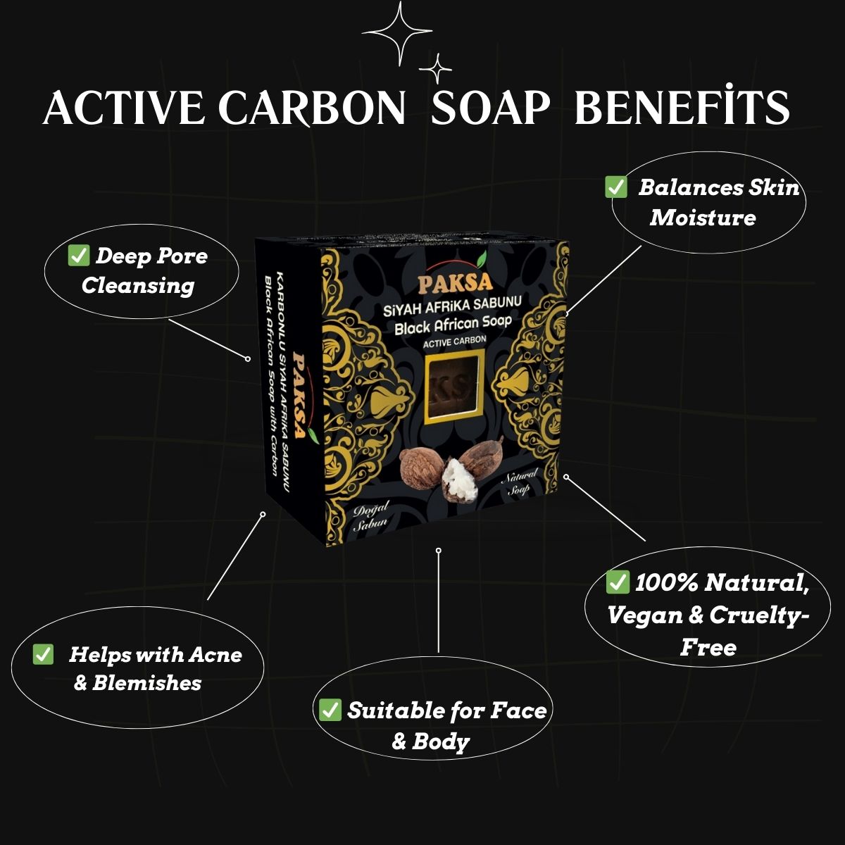 Natural Activated Charcoal Soap – Deep Cleansing 125 g Cleopatraskincare