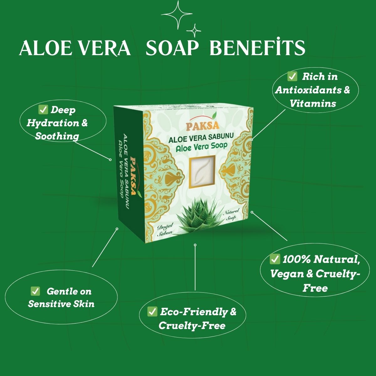Natural Aloe Vera Soap - Moisturising and Soothing 125 g