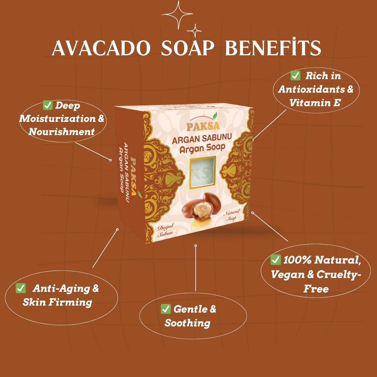 Natural Moroccan Argan Soap - Intensive Moisturising Hair and Skin 125 g