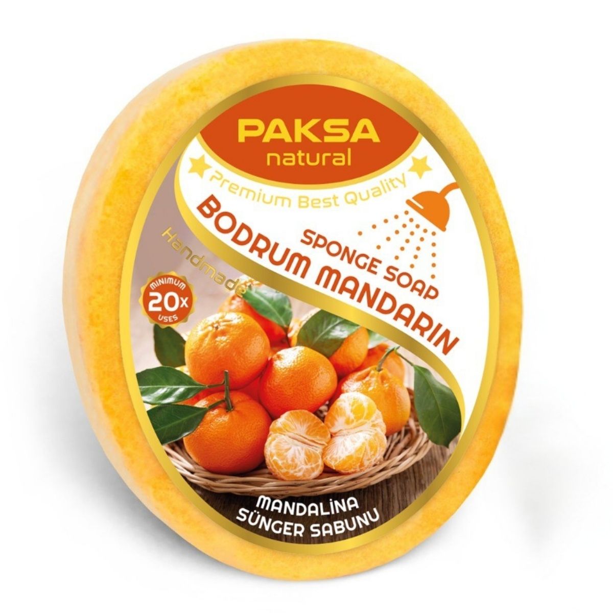 Handmade Bodrum Mandarin Sponge Shower Soap 130 g Cleopatraskincare