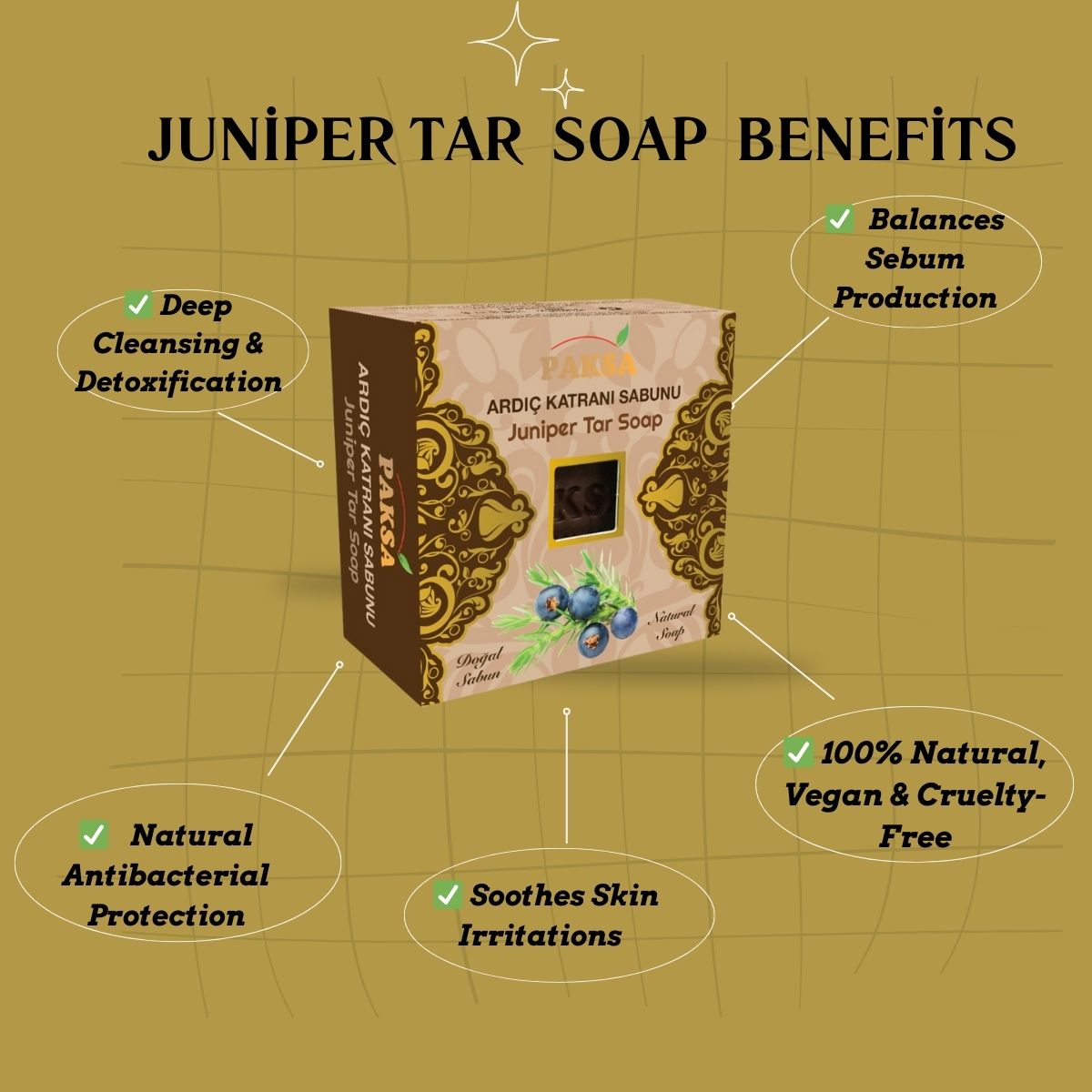 Natural Juniper Tar Soap - Anti-Dandruff & Skin Soothing 125 g Cleopatraskincare