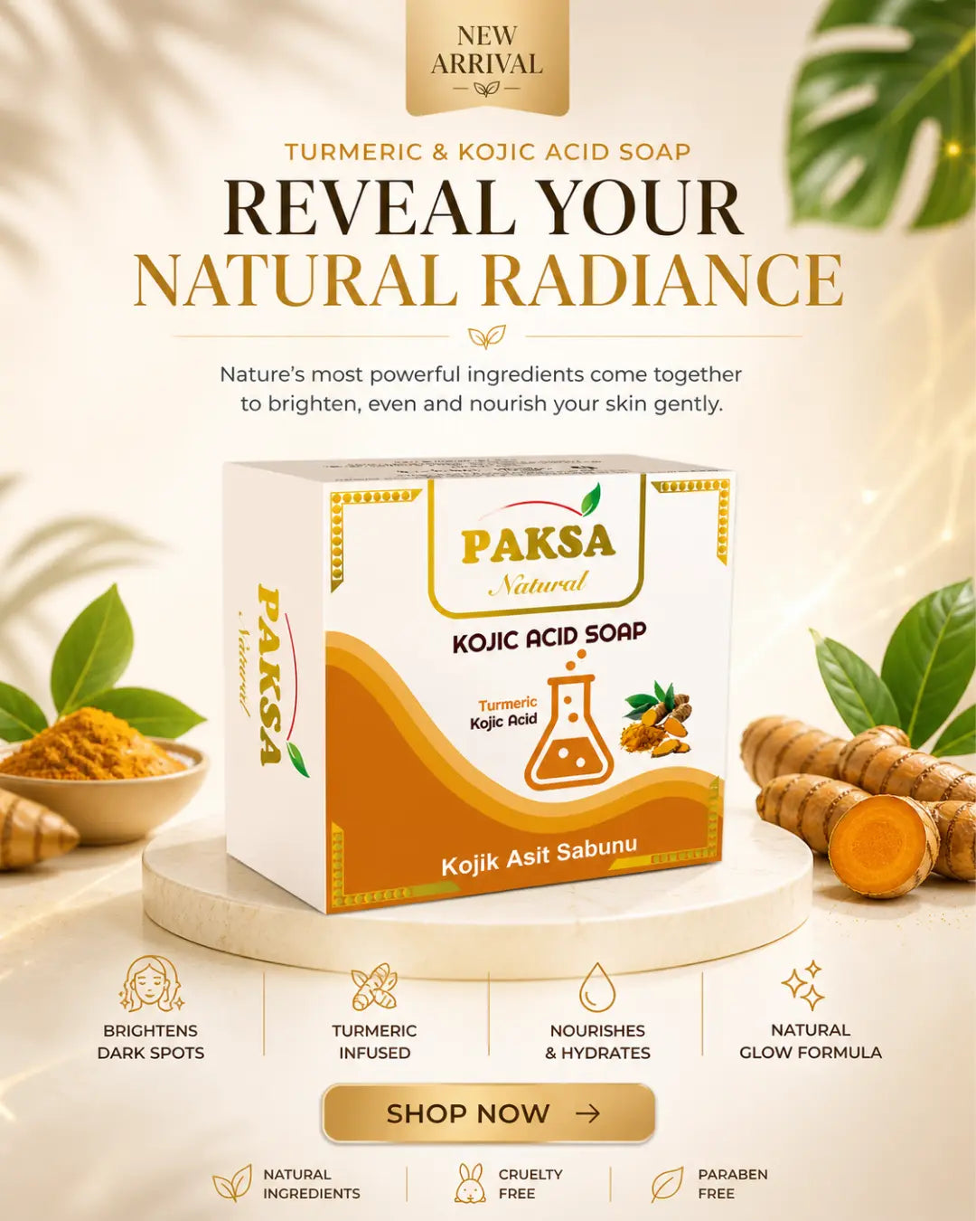Natural kojic acid soap bar for dark spots, acne scars, hyperpigmentation and brighter glowing skin
