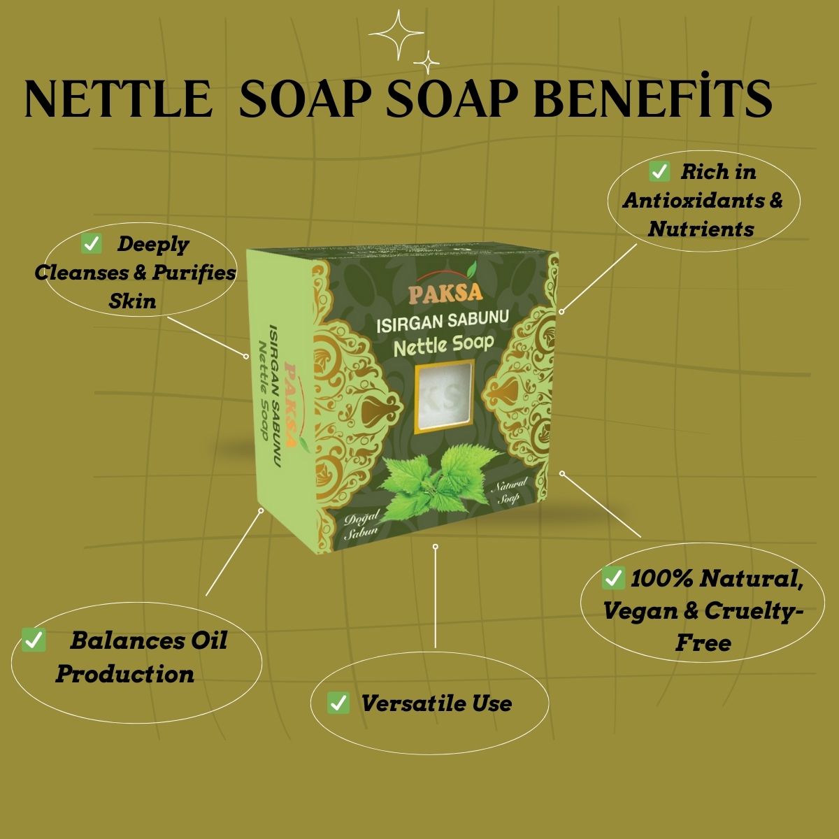 Natural Nettle Soap – Strengthen Hair & Purify Skin 125 g