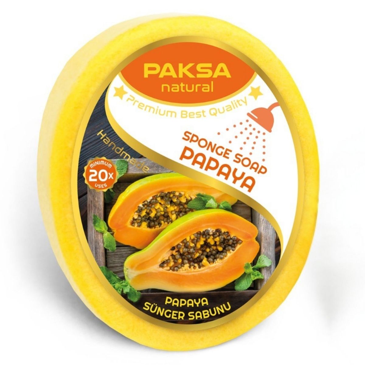Handmade Papaya Sponge Shower Soap 130 g Cleopatraskincare