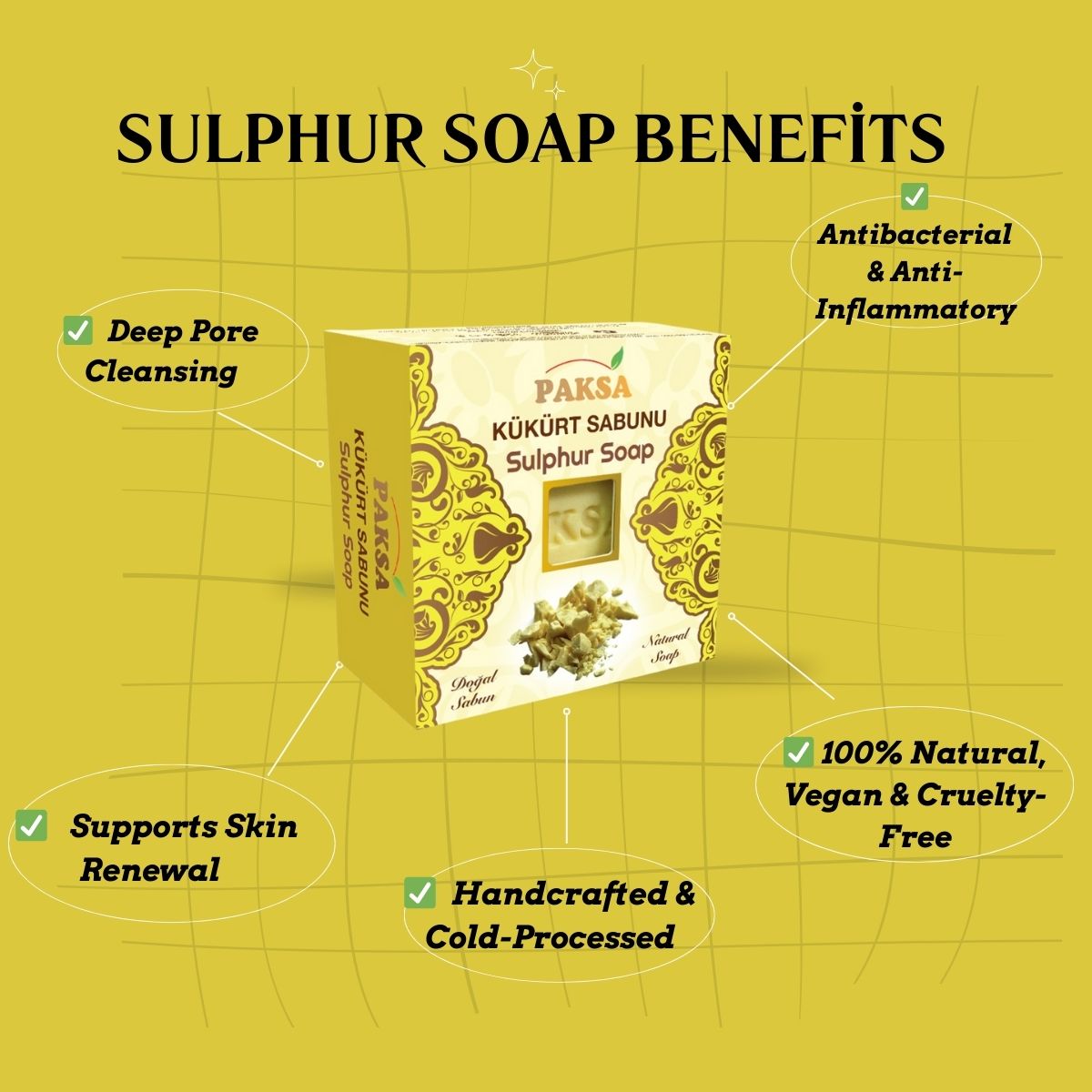 Natural Sulfur Soap – Deep Cleansing, Oil Balancing 125 g Cleopatraskincare