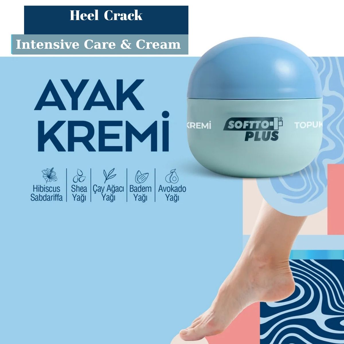 Softto Plus Heel Crack and Foot Repair Cream 100ml – Moisturizing Natural Oil Formula