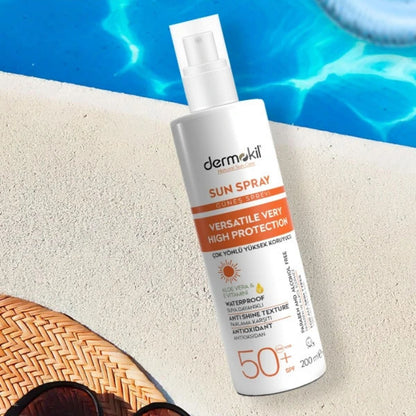 DERMOKİL Sun Spray SPF 50 200ml bottle with high protection for all skin types

