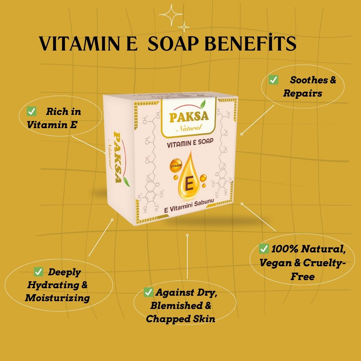 Natural Vitamin E Soap – For Dry, Blemished & Cracked Skin 125 g