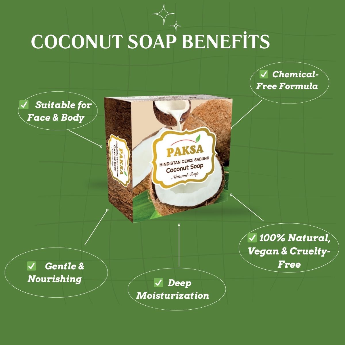 Natural Coconut Soap-Moisturising and Nourishing 125 g Cleopatraskincare