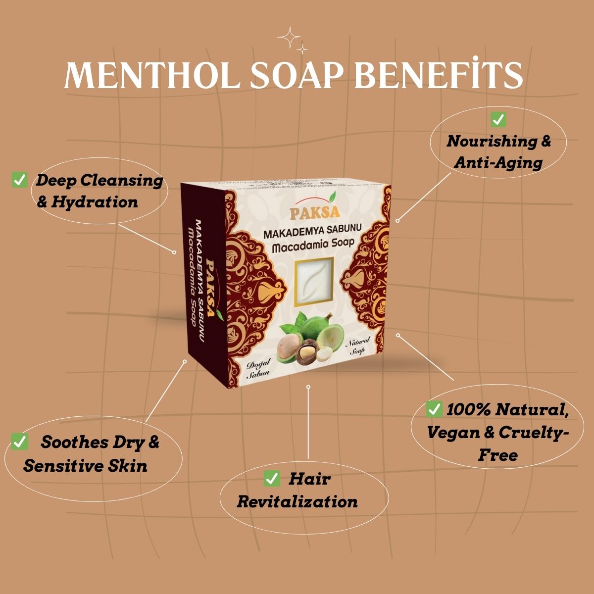 Natural Macadamia Soap for Skin and Hair Care 125 g