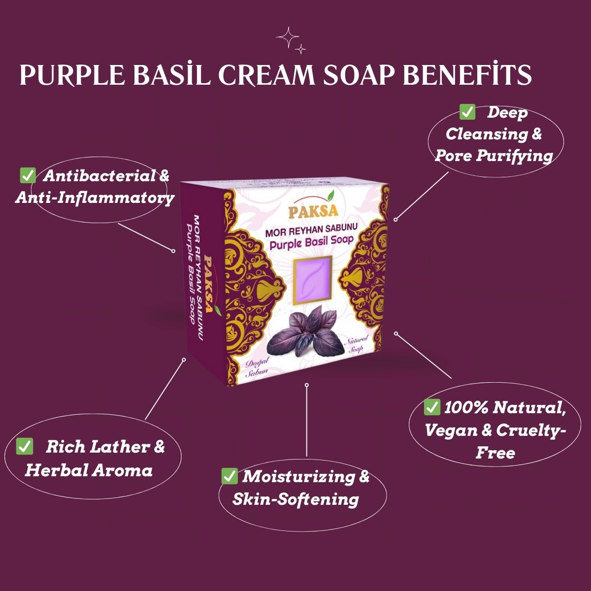 Purple Basil Natural Soap – Deep Cleansing & Refreshing 125 g