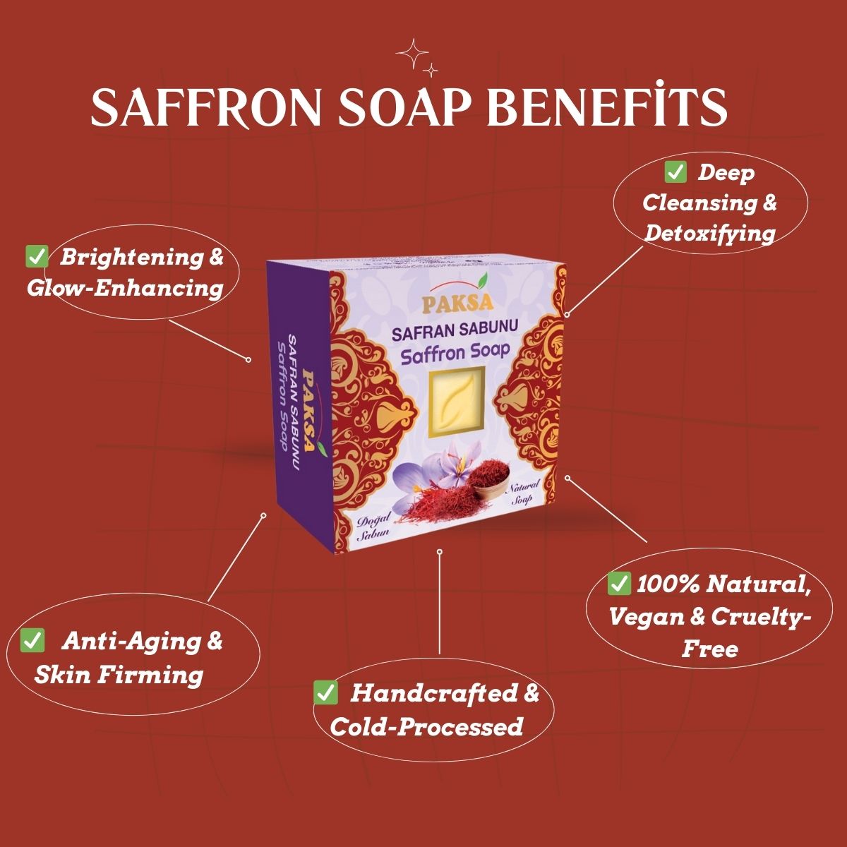 Natural Saffron Soap – Brightening, Hydrating & Skin Rejuvenating 125 g