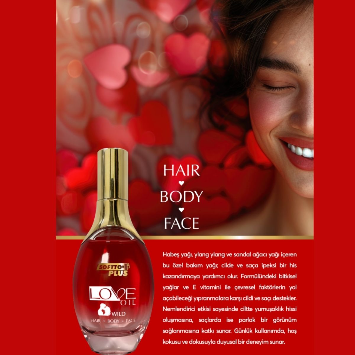 Softto Plus Love Oil for Hair and Skin Care 120ml – Natural Nourishing Oil
